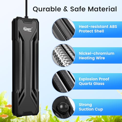 hygger 300W Aquarium Heater, Upgraded Submersible Fish Tank Heater with Dual Protection System & LED Digital Display, with Automatic Power-Off Function, for 40-80 Gallons Freshwater and Saltwater Tank - size: 300W for 40-80 Gallon