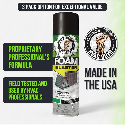 Leak Saver Foam Blaster AC Coil Cleaner Foam Spray | HVAC Coil Cleaner for AC Unit | Professional Deep-Penetrating Formula for Evaporator (No Rinse) & Condenser (Light Rinse) - size: 18 Fl Oz (Pack of 1)