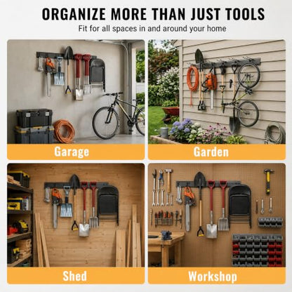 CBWLWJ 64 Inch Garage Tool Organizer Wall Mount, Heavy Duty Steel Storage Rack with 10 Adjustable Hooks, 680 lbs Capacity for Garage, Shed, Basement, Workshop,（Black） - size: 64inch+10Hooks+2strap