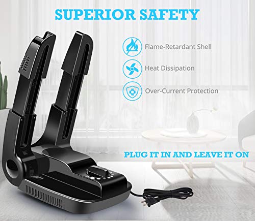 Portable Electric Shoe Glove Boot Dryer Warmer with Folding and Drying Rack - color: 110v-Black, size: M