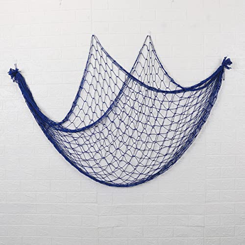 Fish Net Decorations for Party, Natural Cotton Hawaiian Party Large Fishing Net Decorative 78 x 59 Inch, Nautical Themed Cotton Fishnet with 9 Shells for Birthday Wedding Ocean Beach Decor