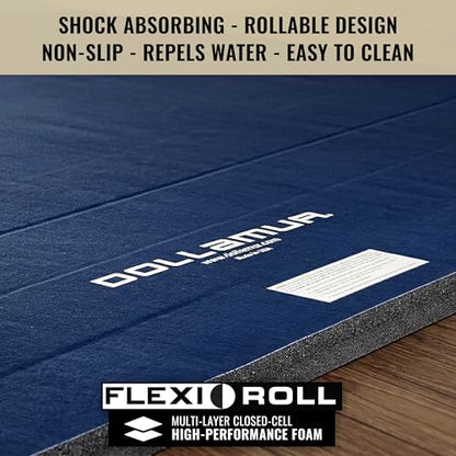 Dollamur Wrestling Mat for Home, 5'x10', Portable, Lightweight-Made in USA - color: Navy Blue