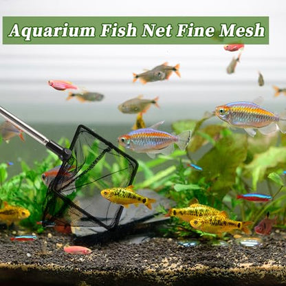 Fish Tank Net, Fine Mesh Aquarium Fish Net, Long Handle Fish Net, Stainless Steel Extendable Handle, Square Aquarium Cleaning Net for Aquarium Accessories - size: 4 inch