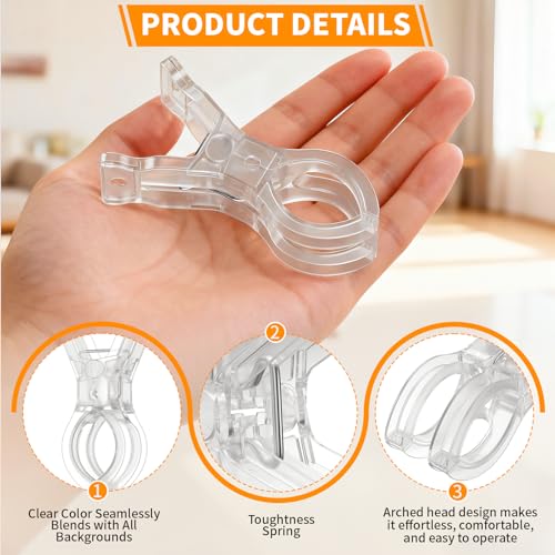 10 Pack Balloon Arch Clips, Large Clear Spring Clamps for Backdrop, 3.5'' Plastic Clips Supplies for Birthday Decoration Accessories Beach Towels Crafts Swimming Pool Photography Studios