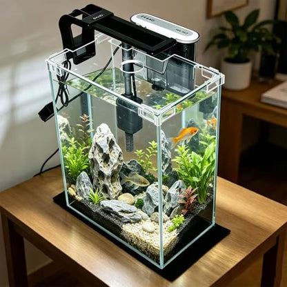 5 Gallon Glass Fish Tank with Filter and Light, Small Betta Aquariums Starter Kit. - size: 5 Gallon