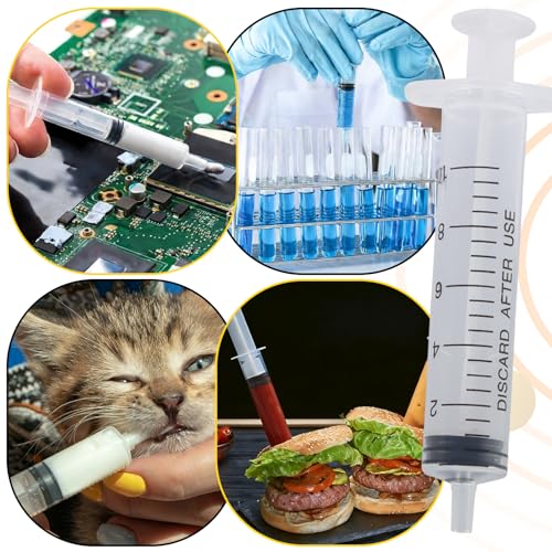 10ml Small Syringes Without Needle, 12 Pack Plastic Syringe with Cap for Pet Feeding, Scientific Labs, Glue, Oil & Precise Liquid Measurement - size: 10ml