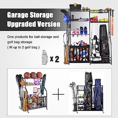 Mythinglogic Sports Equipment Organizer for Garage with Golf Bag Storage