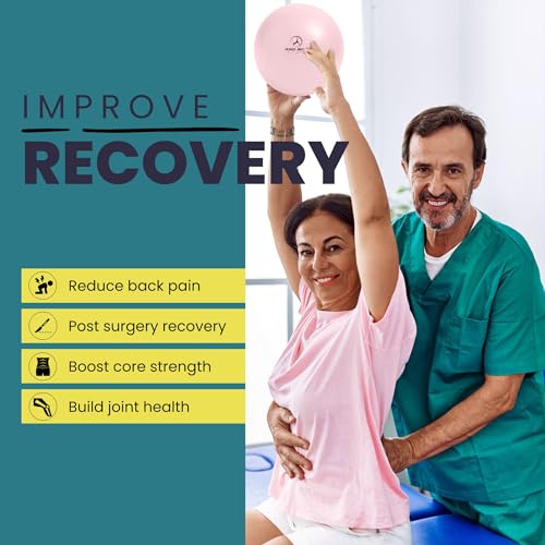 ProBody Pilates Ball Small - 9 Inch Physical Therapy Ball | PT-Grade Anti-Burst PVC, Between-Knees Stability, Postpartum & Rehab, Small Exercise Ball, Inflator - color: Rose
