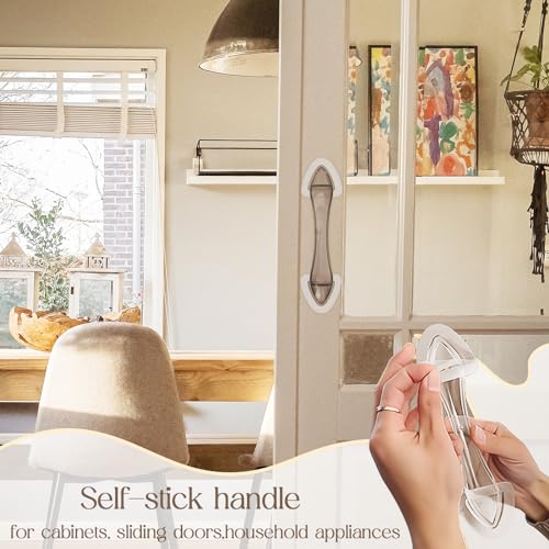 Acrylic Adhesive Handles Self Stick Pulls for Shower Door Cabinet Drawer Pull (2 Pack, Brown)