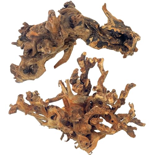 Natural Large Driftwood for Aquarium Fish Tank Decorations, Driftwood for Reptile Tank Bearded Dragon Tank Accessories Terrarium Decor (7.5 to 14.5 inches / 2 Pack)