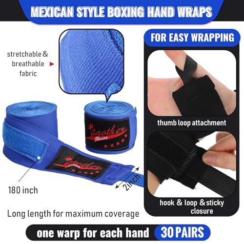 Jerify 15 Pairs Boxing Wraps Bulk for Hand 180‘' - color: Multicolor