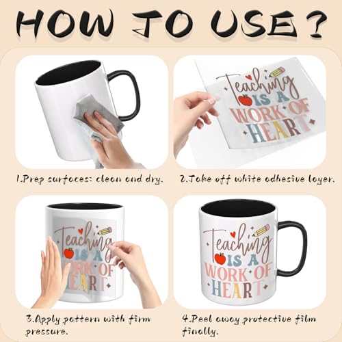 UV DTF Cup Wrap Transfer Stickers for Tumblers and Glasses, 2 Sheets Teacher Quotes Rub On Decals for Cups, Mugs, Water Bottles - style: Teacher Quotes