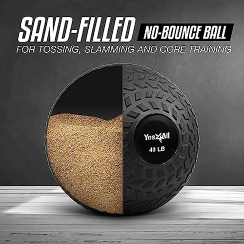 Yes4All Sand-Filled Slam Ball for Strength Training - color: Black, size: 40lbs
