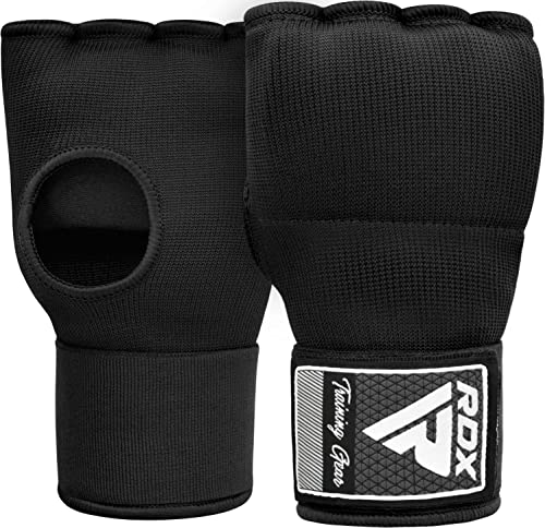RDX Gel Boxing Hand Wraps Inner Gloves Men Women, Quick 100cm Long Wrist Straps, Elasticated Padded Fist Under Mitts Protection, Muay Thai MMA Kickboxing Martial Arts - color: Black, size: Small