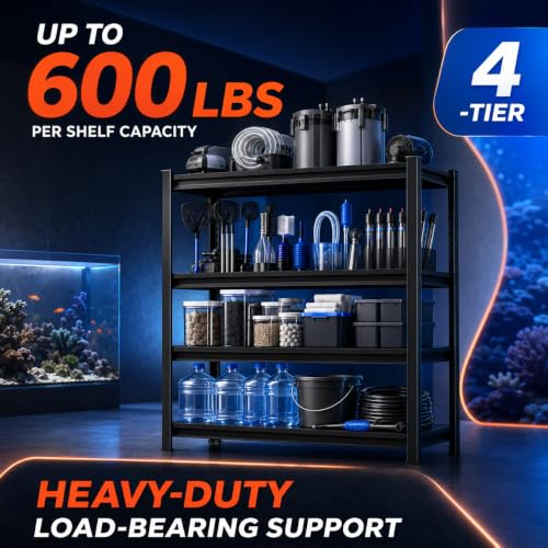Fish Tank Stand, Convertible 2-in-1 Aquarium Terrarium Stand with Storage, Heavy Duty Metal Utility Rack for 40-50 Gallon Tanks, Adjustable Steel Shelves, Black 4-Tier, 54.3"H×39.4"W×17.7"D - size: 4-Tier, 54.3"H×39.4"W×17.7"D