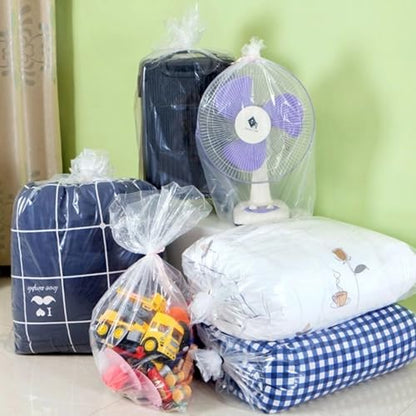 6 Pack XL Clear Plastic Storage Bags, 90x120cm Heavy-Duty Drawstring Bags for Luggage Suitcase Furniture Comforter Bike Blanket, Quilts, Toys & Office Chairs, Reusable