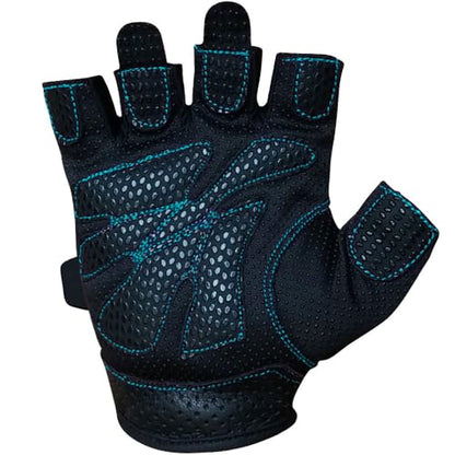 Meister Women's Fit Grip Weight Lifting Gloves w/Washable Amara Leather - color: Black / Turquoise, size: Medium
