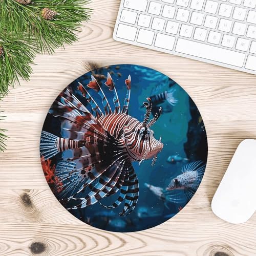 Fish in Fish Tank Mouse Pad with Non-Slip Rubber Base,Small Round Mousepad 7.8" Diameter,Mouse Mat for Computers, Laptop, Gaming, Office & Home