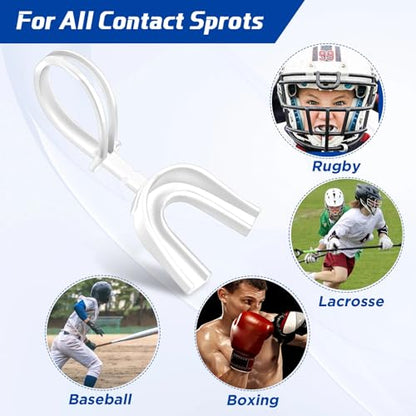 Dunzy 10 Pcs Football Mouth Guard with Strap - color: White, size: Adult