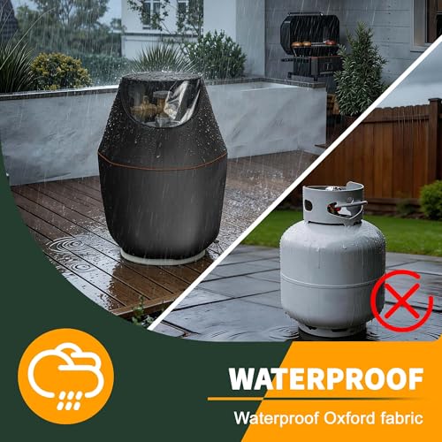 20 lb Propane Tank Cover Fits Standard Propane Tanks Waterproof,Garden 420D Oxford Fabric Propane Tank Storage Box with Windproof Drawstring,34x45cm