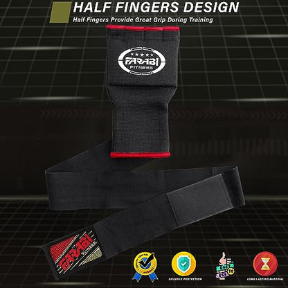 FARABI Kids Hybrid Boxing Inner Gloves Punching Boxing Gloves - color: Black