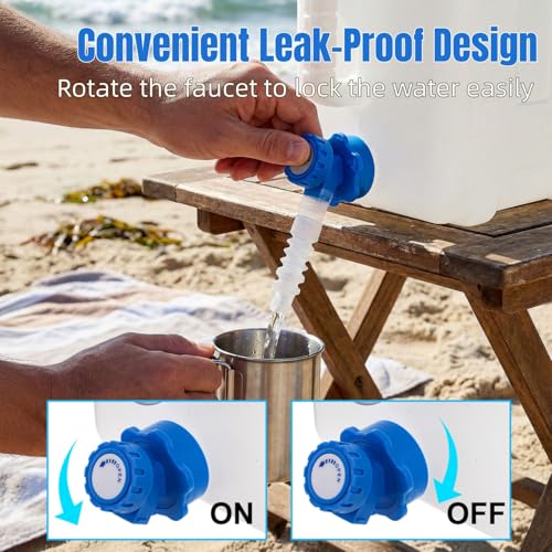 Dicunoy Water Container with Spigot, 4 Gallon Camping Drinking Water Storage Jug, Portable Thick Slim Water Dispenser Carrier for Vehicle, Car, Outdoor, Hiking, Emergency, Hurricane Supplies