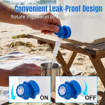 Dicunoy Water Container with Spigot, 4 Gallon Camping Drinking Water Storage Jug, Portable Thick Slim Water Dispenser Carrier for Vehicle, Car, Outdoor, Hiking, Emergency, Hurricane Supplies