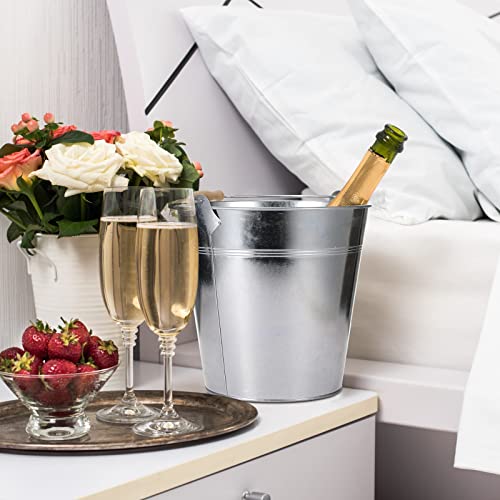 12 Pcs 9 Quart Large Galvanized Metal Buckets with Handle Inch Heavy Duty Stainless Steel Pails Round Pail for Party Wedding, Crafts, Utensils, Table Centerpieces (Silver) - color: Silver