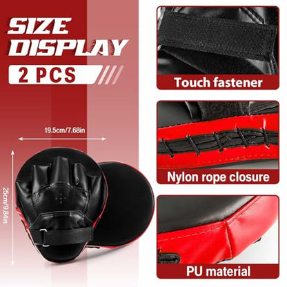 5-in-1 Kids Boxing Pads Gloves Kick Punching Mitts Set with - color: Red, size: 8 oz