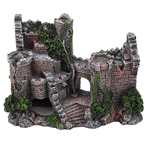 Aquarium Castle Decoration,Betta House Hide Castle,Simulation Resin Hide House Fish Tank Aquarium Ornaments Decor