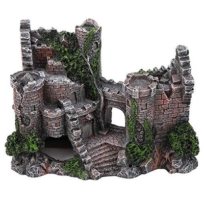 Aquarium Castle Decoration,Betta House Hide Castle,Simulation Resin Hide House Fish Tank Aquarium Ornaments Decor