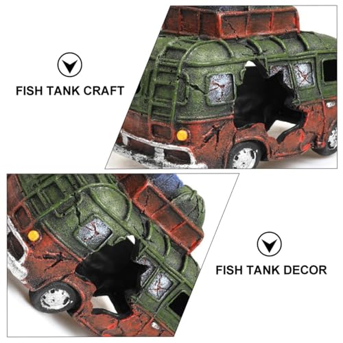 Aquarium Resin Ornament Car Wreckage for Fish Tank Underwater Landscape Decoration Hiding Cave Hideouts House Plants Supplies Decor Accessories
