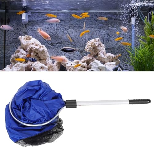SUNGOOYUE Aquarium Fish Net Aluminium Alloy Fish Transfer Net 30CM Mesh Basket with 20 Inch Long Handle Soft Fine Mesh for Koi Goldfish Transfer Breeding Spawning Pond Tank Use - size: Diameter 30CM, handle 50CM