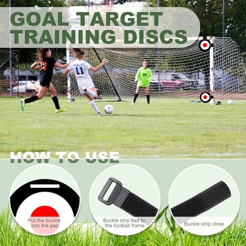 Soccer Targets for Goal, Training Equipment for Football Hockey Lacrosse - Goal Target Discs & Adjustable Straps, Football Shooting Aiming Agility Practice Game - size: #2 (2 pack x 9.8")