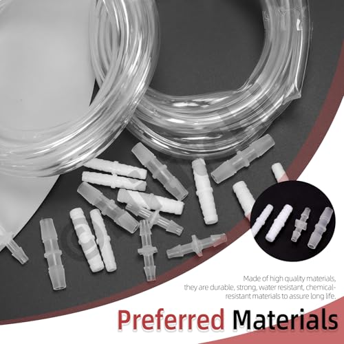 Hilitchi No.2 Clear Tubing Assortment with Hose Barb Fittings Kit Flexible Plastic Tube Hose Set For Home Repair Water Oil Transfer Aquarium