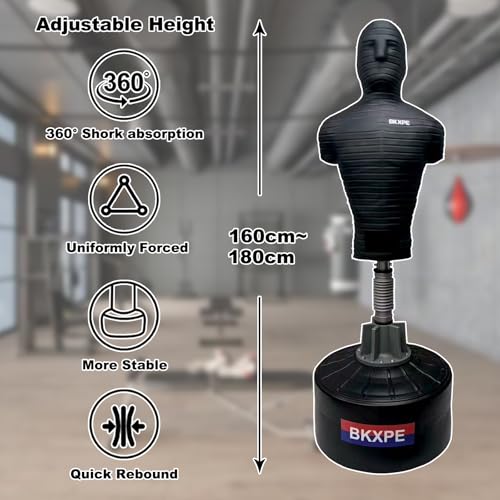 Punching Dummy Freestanding Silicone Punching Bag with Telescopic Height - color: Black2