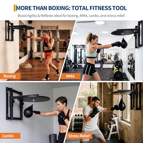 Garvee 24 Inch Adjustable Speed Bag Platform Kit with 360° Swivel, Wall Mount Boxing Punching Bag Stand, Includes Speedbag and Air Pump