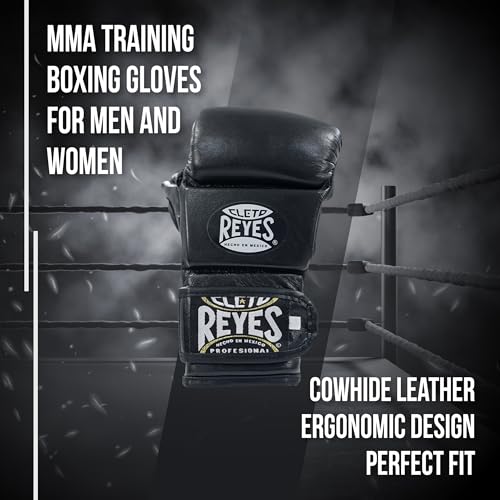 CLETO REYES Black Mamba MMA Training Boxing Gloves for Men and Women, Cowhide Leather, Black - size: Small
