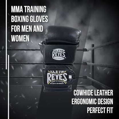 CLETO REYES Black Mamba MMA Training Boxing Gloves for Men and Women, Cowhide Leather, Black - size: Small