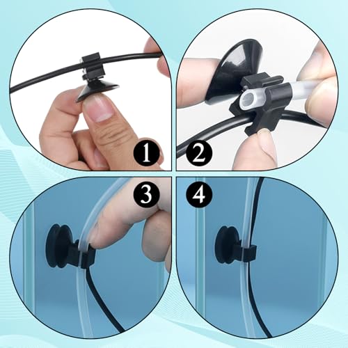 20 Pcs Aquarium Suction Cups with Clips Small Suction Cup Wire Holder Fish Tank Air Pump Accessories for 3/16" Air Hose Holder