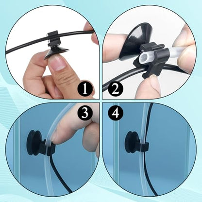 20 Pcs Aquarium Suction Cups with Clips Small Suction Cup Wire Holder Fish Tank Air Pump Accessories for 3/16" Air Hose Holder