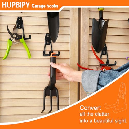 HUPBIPY Garage Hooks Heavy Duty 4 Pack, Wall Mount Ladder Hooks - color: Black Medium U Hook