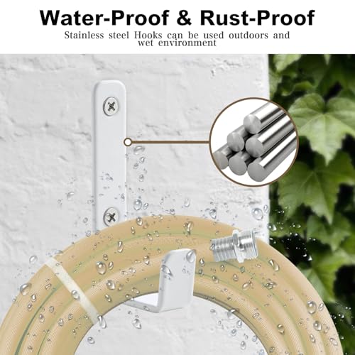 Heavy Duty Hooks, Stainless Steel Hooks for Hanging, Wall Mount Hook, Coat Hook, Wall Hooks Towel Hook Garage Holder Screw Hanger, Utility Hooks, 6 Pack (White) - color: White