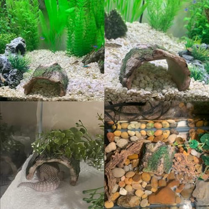 2 Pack Small Betta Log Resin Hollow Tree Trunk Ornament, Aquarium Hideout Reptile Cave Tarantula Hide Terrarium Tank Decor for Fish Shrimp or Small Reptile Scorpion Spider Hermit Crab
