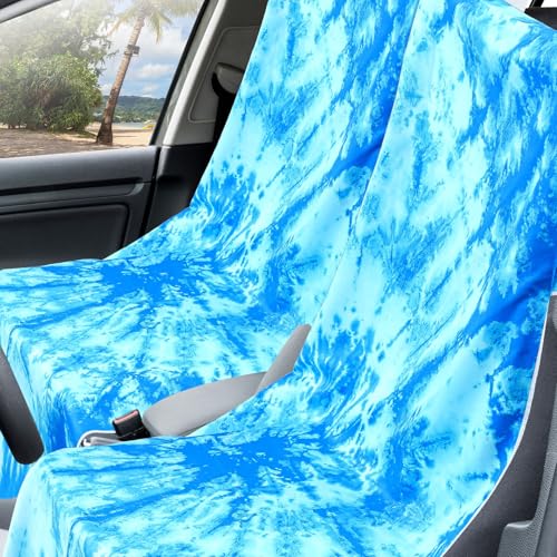 Hahafelt 2 Pack Car Seat Towel Cover with Storage Bag, Blue Tie Dye - style: Blue Tie Dye