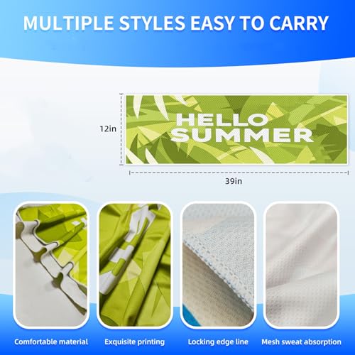 Cooling Sports Towel 39"X11.8" Cold Feeling Towel for Gym Fitness Running Yoga Pilates Soft Quick Dry Breathable Lightweight Camping Towel Summer Hiking Climbing Workout Essentials(Bright Green) - color: Bright Green