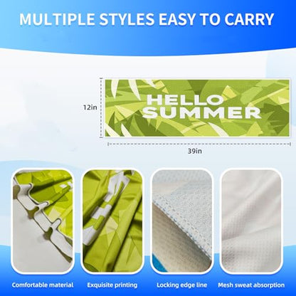 Cooling Sports Towel 39"X11.8" Cold Feeling Towel for Gym Fitness Running Yoga Pilates Soft Quick Dry Breathable Lightweight Camping Towel Summer Hiking Climbing Workout Essentials(Bright Green) - color: Bright Green