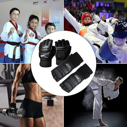 Taekwondo Sparring Gear Set with Shoes and Gloves, Karate Hand and Foot Protectors for Boxing and Kickboxing, Wrist Wraps and Ankle Support Gear for Men, Women, and Kids Training - size: X-Small