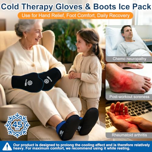 SuzziPad Cold Therapy Gloves & Boots for Chemotherapy Must Haves, L | Lycra & ultra-soft fabric, 45-min long-lasting cold therapy, relieves hand & foot pain, post-surgery & chemo recovery - size: L