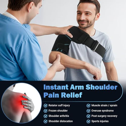 Comfytemp Shoulder Ice Pack Wrap, Rotator Cuff Shoulder Brace Cold Therapy - color: Black - 1 Gel Pack + 1 Brace